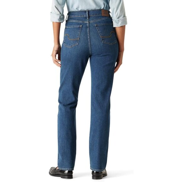 Women's High-Rise Wide Leg Jeans Plus Size Curve Contour Slim Fit Stretch - Picture 6 of 7